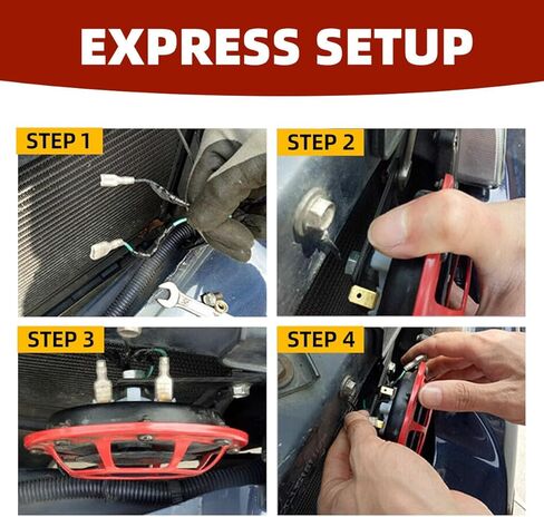 Car Horn High/Low pitched Car Horn Kit Truck Motorcycle Train Horn 12V 130 dB (red) in Saudi Arabia