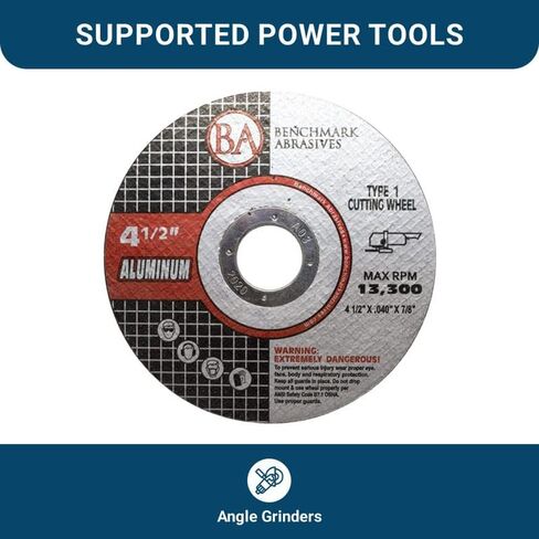 Benchmark Abrasives Grinder Cut Off Wheels 4 1/2 Inch Aluminum Oxide Thin Type 1 Angle Grinder Cutting Disc for Aluminum, Copper - with 7/8" Arbor Hole, Fast Grinder Cutting Wheel - 25 Pack in Saudi Arabia