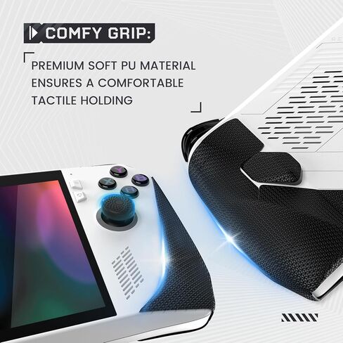 مقابض مقبض فاخرة من PlayVital باللون الأسود لوحدة تحكم ROG Ally مع أغطية قبضة الإبهام، ومشغل ناعم غير قابل للانزلاق وملصقات قبضة زر خلفي لألعاب ROG Ally المحمولة - نسيج ماسي سداسي in Saudi Arabia
