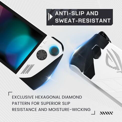 مقابض مقبض فاخرة من PlayVital باللون الأسود لوحدة تحكم ROG Ally مع أغطية قبضة الإبهام، ومشغل ناعم غير قابل للانزلاق وملصقات قبضة زر خلفي لألعاب ROG Ally المحمولة - نسيج ماسي سداسي in Saudi Arabia