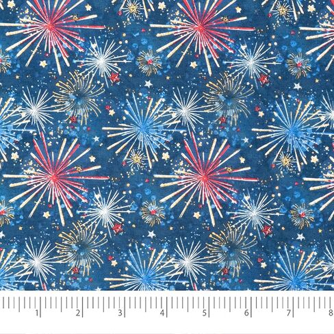 Singer Fabric, 100% Cotton, Firework Bursts, Cut by The Yard in Saudi Arabia