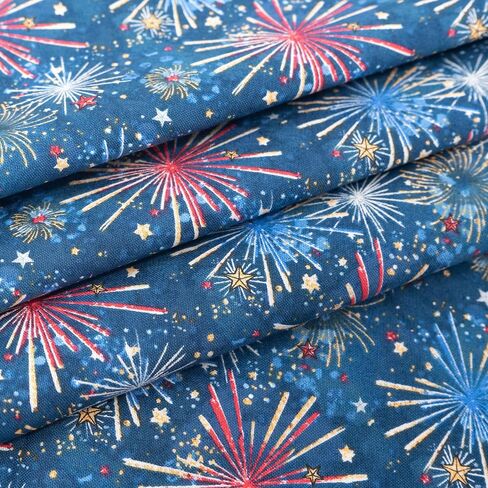 Singer Fabric, 100% Cotton, Firework Bursts, Cut by The Yard in Saudi Arabia