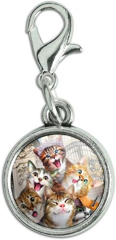 GRAPHICS & MORE Cats Selfie at London Palace England Britain Antiqued Bracelet Pendant Zipper Pull Charm with Lobster Clasp in Saudi Arabia