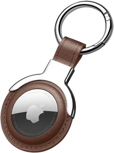 Compatible with AirTag Case Airtag Keyring Leather Protective Case AirTags Loop Holder Air Tags Protective Cover Airtag Key Chain Loop Holders for Luggage Dog Cat Pet Collar, Brown in Kuwait