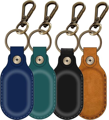 Leather Galaxy SmartTag2 Holder Keychain, Portable Handmade Genuine Leather Smart Tag2 Holder with Keyring Full Coverage Smart Tag2 Protective Case Cover Compatible for SmartTag 2023 in Saudi Arabia