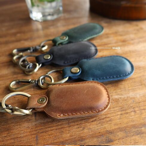 Leather Galaxy SmartTag2 Holder Keychain, Portable Handmade Genuine Leather Smart Tag2 Holder with Keyring Full Coverage Smart Tag2 Protective Case Cover Compatible for SmartTag 2023 in Saudi Arabia