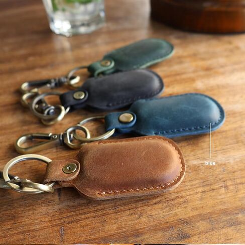 Leather Galaxy SmartTag2 Holder Keychain, Portable Handmade Genuine Leather Smart Tag2 Holder with Keyring Full Coverage Smart Tag2 Protective Case Cover Compatible for SmartTag 2023 in Saudi Arabia