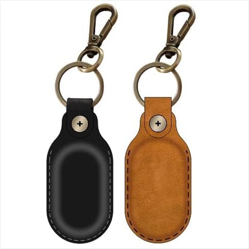 Leather Galaxy SmartTag2 Holder Keychain, Portable Handmade Genuine Leather Smart Tag2 Holder with Keyring Full Coverage Smart Tag2 Protective Case Cover Compatible for SmartTag 2023 in Saudi Arabia
