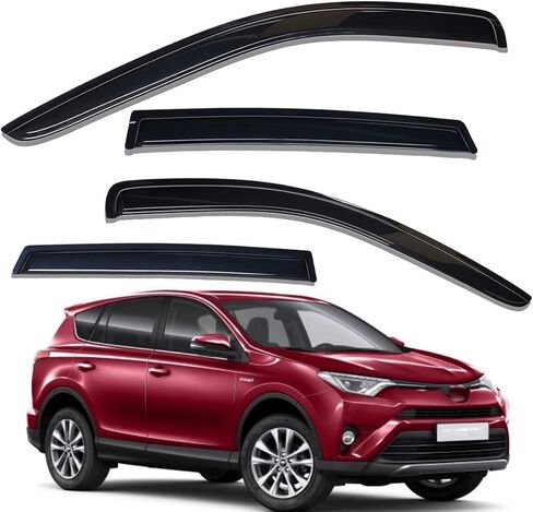 Lightronic WV94992 حاجب المطر الجانبي للنافذة الخارجية، دخان داكن، مجموعة من 4 قطع، تناسب 2013-2018 Toyota Rav4 in Saudi Arabia