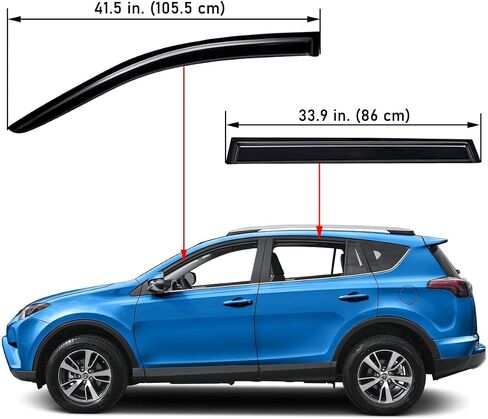 Lightronic WV94992 حاجب المطر الجانبي للنافذة الخارجية، دخان داكن، مجموعة من 4 قطع، تناسب 2013-2018 Toyota Rav4 in Saudi Arabia