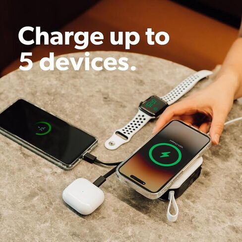 PowerPack Universal - شاحن سفر متوافق مع MagSafe 5 في 1 | محول السفر العالمي | بنك الطاقة للسفر | قابس محول متضمن (أبيض ناصع) in Saudi Arabia