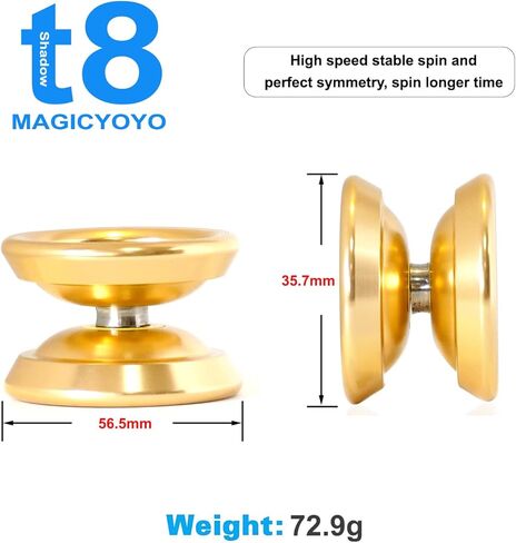 Magicyoyo T8 Shadow Unresponse Yoyo Professional Metal Yo Yo Ball Bearing هدية مع قفاز وحقيبة و5 خيوط (ذهبي) in Kuwait