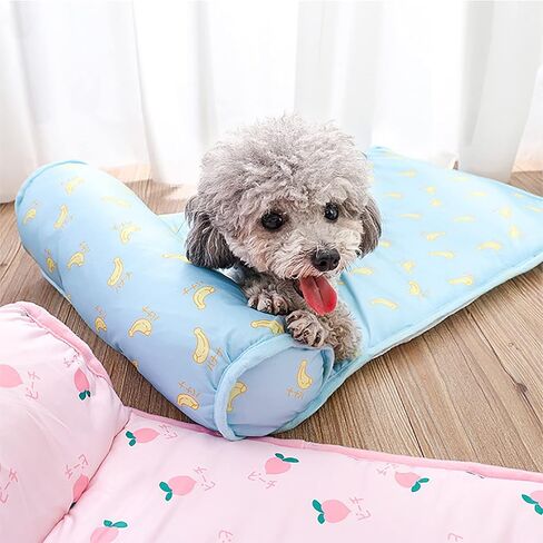 PUMYPOREITY Cooling Dog Bed, Pet Cooling Mat with Pillow, Ice Silk Cooling Dog Blanket, Self Cooling Pad for Cat,Dog, Washable Summer Pet Mat for Kennel, Crates, Sofa, Floor, Green, L in Kuwait