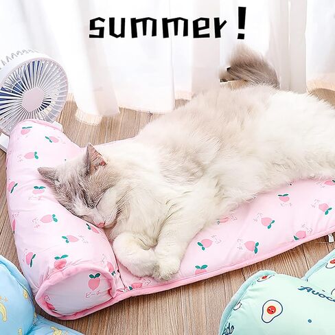 PUMYPOREITY Cooling Dog Bed, Pet Cooling Mat with Pillow, Ice Silk Cooling Dog Blanket, Self Cooling Pad for Cat,Dog, Washable Summer Pet Mat for Kennel, Crates, Sofa, Floor, Green, L in Saudi Arabia