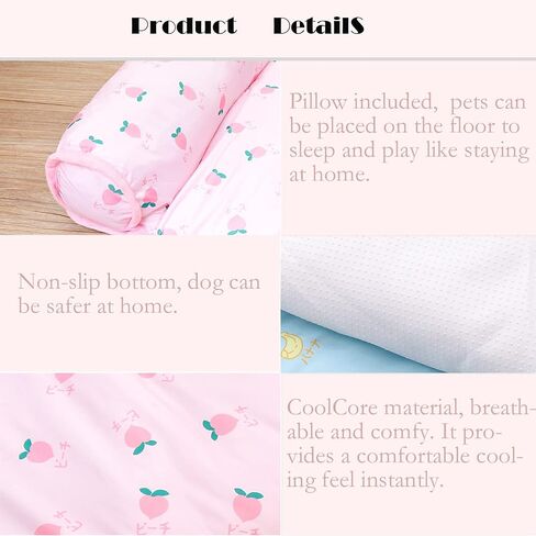 PUMYPOREITY Cooling Dog Bed, Pet Cooling Mat with Pillow, Ice Silk Cooling Dog Blanket, Self Cooling Pad for Cat,Dog, Washable Summer Pet Mat for Kennel, Crates, Sofa, Floor, Green, L in Saudi Arabia