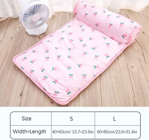 PUMYPOREITY Cooling Dog Bed, Pet Cooling Mat with Pillow, Ice Silk Cooling Dog Blanket, Self Cooling Pad for Cat,Dog, Washable Summer Pet Mat for Kennel, Crates, Sofa, Floor, Green, L in Saudi Arabia