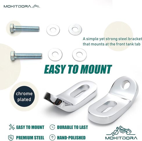 MoKitDora Front Touchless Tie-Downs Bracket for Harley Touring FLH/T Road King Glide and Street Electra Glide, Chrome in Saudi Arabia