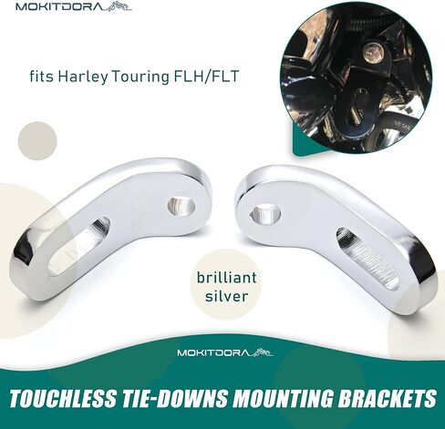 MoKitDora Front Touchless Tie-Downs Bracket for Harley Touring FLH/T Road King Glide and Street Electra Glide, Chrome in Saudi Arabia