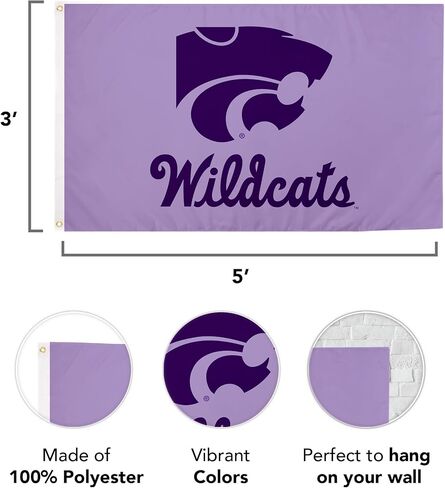 Desert Cactus Kansas State University Flag Wildcats K-State Flags Banners 100% Polyester Indoor Outdoor 3x5 (Style C) in Saudi Arabia
