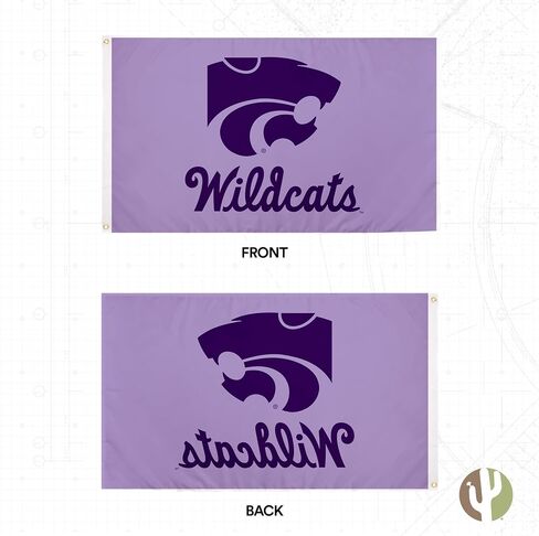 Desert Cactus Kansas State University Flag Wildcats K-State Flags Banners 100% Polyester Indoor Outdoor 3x5 (Style C) in Saudi Arabia