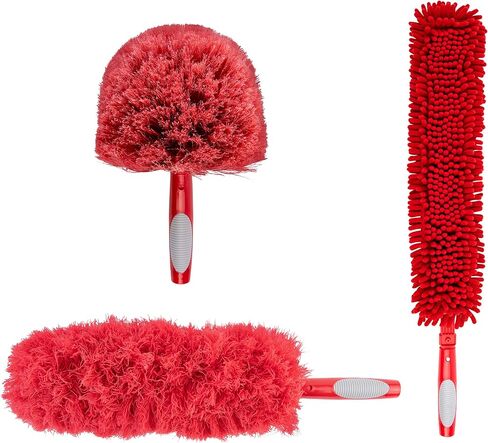 Duster Kit - 3 Pack Assortment of Dusting Kit Extension Pole Attachments - Cobweb Corner Duster, Microfiber Feather Duster and Flexible Ceiling Fan Duster (Extension Pole not Included) in Saudi Arabia