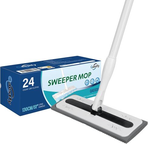 ممسحة كاستفي لتنظيف الأرضيات، عدد 24 قطعة قماش ممسحة للتنظيف الجاف، مجموعة منفضة غبار لتنظيف جميع أنواع الأسطح والأرضيات، مجموعة مكنسة وكنس لجميع الأغراض، ممسحة واحدة و24 عبوة إعادة تعبئة in Kuwait
