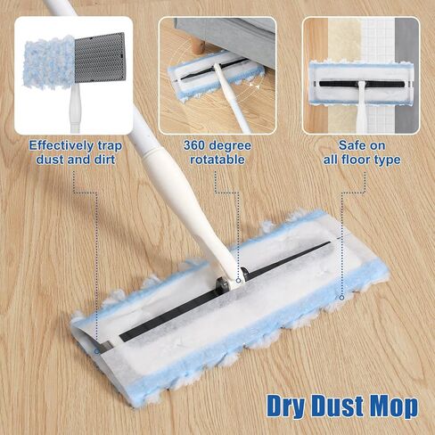 ممسحة كاستفي لتنظيف الأرضيات، عدد 24 قطعة قماش ممسحة للتنظيف الجاف، مجموعة منفضة غبار لتنظيف جميع أنواع الأسطح والأرضيات، مجموعة مكنسة وكنس لجميع الأغراض، ممسحة واحدة و24 عبوة إعادة تعبئة in Kuwait