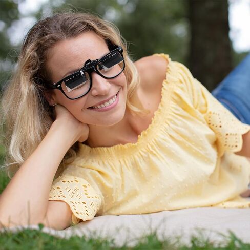 مشبك على النظارات الكسولة، نظارات منشورية للقراءة الأفقية لمرتدي النظارات، نظارات كسولة عالية الوضوح نظارات حماية الرقبة للقراءة والمشاهدة في السرير ورجل وامرأة طريح الفراش in Kuwait