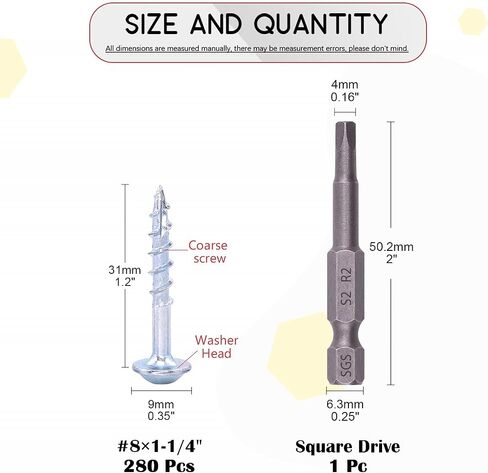 Hilitchi #8 Alloy Steel Zinc Pocket Hole Screws Weather Resistant Square Drive Screws with Square Drive (1 1/2 Inch Coarse Thread-160PCS) in Saudi Arabia