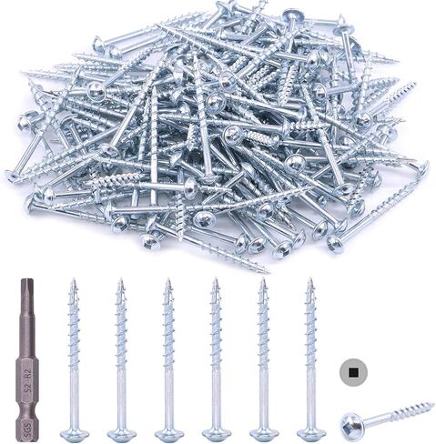 Hilitchi #8 Alloy Steel Zinc Pocket Hole Screws Weather Resistant Square Drive Screws with Square Drive (1 1/2 Inch Coarse Thread-160PCS) in Kuwait