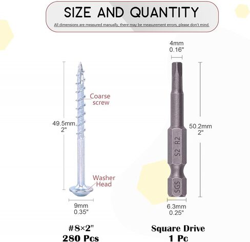 Hilitchi #8 Alloy Steel Zinc Pocket Hole Screws Weather Resistant Square Drive Screws with Square Drive (1 1/2 Inch Coarse Thread-160PCS) in Kuwait