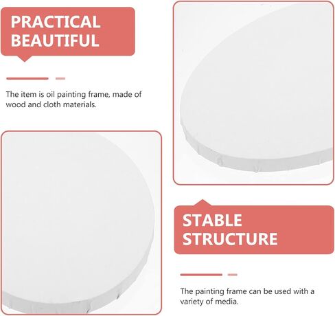 Canvases 16x20 Canvas Canvas Boards Oval Shaped Blank White Painting Canvas Panels Painting Supplies for Acrylic Pouring Oil Watercolor Tempera Art Paint White 31x41cm Stretched Canvas in Saudi Arabia