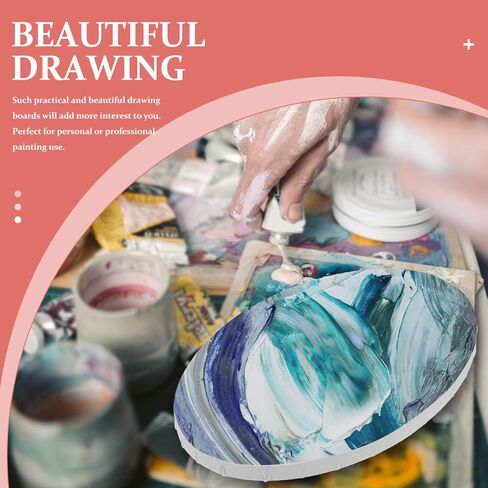 Canvases 16x20 Canvas Canvas Boards Oval Shaped Blank White Painting Canvas Panels Painting Supplies for Acrylic Pouring Oil Watercolor Tempera Art Paint White 31x41cm Stretched Canvas in Saudi Arabia