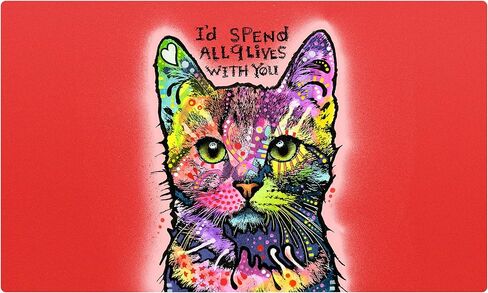 مفرش طعام Drymate للحيوانات الأليفة، تصميمات Dean Russo، بساط طعام للكلاب، بساط طعام للقطط، تقنية Zorb-Tech المضادة للتدفق لحماية السطح (صنع في الولايات المتحدة الأمريكية) (12 بوصة × 20 بوصة، 9 أرواح) in Kuwait