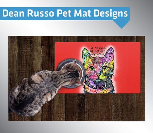 مفرش طعام Drymate للحيوانات الأليفة، تصميمات Dean Russo، بساط طعام للكلاب، بساط طعام للقطط، تقنية Zorb-Tech المضادة للتدفق لحماية السطح (صنع في الولايات المتحدة الأمريكية) (12 بوصة × 20 بوصة، 9 أرواح) in Kuwait