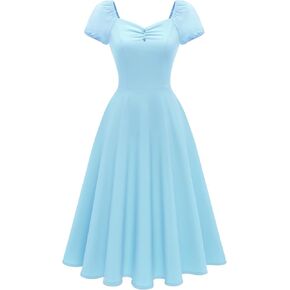 Wedtrend Women's 1940s Dress with Sleeve Midi Vintage Dress Swing Cocktail Dress Retro Cottagecore Dress in Kuwait