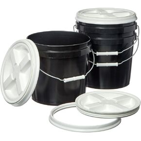 Consolidated Plastics 2 Gallon Food Grade Buckets & White Gamma Seal Lid, BPA Free Container Storage, Durable HDPE Pails, Made in USA (3 Pack, White) in Kuwait