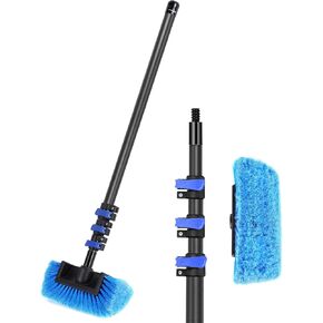 DOBEN 3.5-12FT Carbon Fiber Telescopic Extension Pole with Car Wash Brush Head, Ultra Soft Bristle Brush with Long Handle for RVs, Cars, Trucks, House Siding, Deck, Floors in Kuwait
