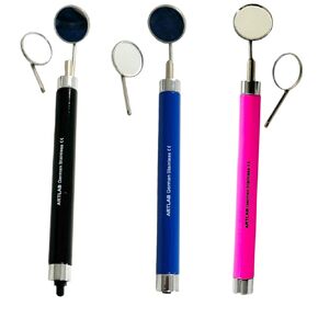 مقبض مرآة الفم الأسنان مع إضاءة LED ورأس المرآة #4 + #5 - مضاد للمواد ، فحص الأسنان ، أداة فحص الرعاية عن طريق الفم الأسنان (أسود) in Kuwait