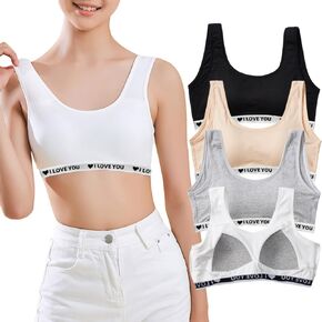 Girls Sports Bra Cotton Training Underwears Teenage Wirefree Bralette Kids U Shape Back Crop Tops Vest for 10-16 Years in Kuwait