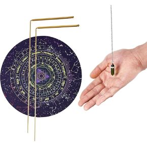 99.9% Pure Copper Dowsing Rod Kit - 2pcs Divining Rods + Gemstone Pendulum + Divination Mat for Locating Water, Ghost Hunting, Detect Gold, Lost Items, and Yes or No Answers Etc in Saudi Arabia