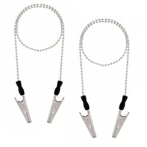 2 PCS Dental Bib Chain with Clips Metal Napkin Clip Chain Adjustable Reusable Running Bib Clips Keep Your Napkin Securely Placed While Dining, Silver in Kuwait