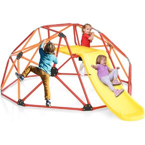 Costzon Climbing Dome مع Slide ، 8ft Kids Jungle Gym Gym Monkey Bar Toys for Outdoor ، 2 في 1 ملعب متسلق هندسي داخلي ل 3-8 بويز جيرلز الصغار الصغار in Saudi Arabia