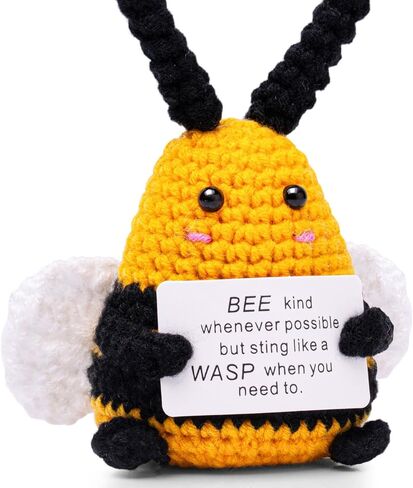 DUQGUHO Bee Decor Support Crochet Emotional Mini Funny Animals Bees Gifts Cute Stuff Handmade Knitted Themed Teachers Appreciation Gifts Bulk Birthday for Him Her Party Home Desk Table Decorations in Saudi Arabia