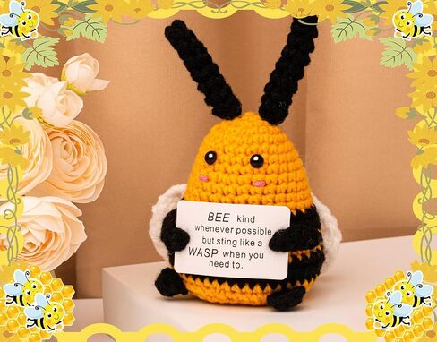 DUQGUHO Bee Decor Support Crochet Emotional Mini Funny Animals Bees Gifts Cute Stuff Handmade Knitted Themed Teachers Appreciation Gifts Bulk Birthday for Him Her Party Home Desk Table Decorations in Saudi Arabia