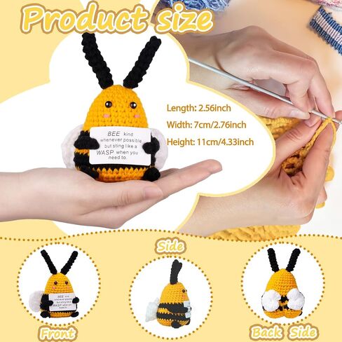 DUQGUHO Bee Decor Support Crochet Emotional Mini Funny Animals Bees Gifts Cute Stuff Handmade Knitted Themed Teachers Appreciation Gifts Bulk Birthday for Him Her Party Home Desk Table Decorations in Saudi Arabia