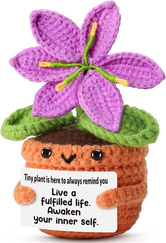 to My Grandma Mother’s Day - Crochet Purple Lily Flower Plush with Card – Handmade Knitted Potted Plant Nana Birthday Gift for Grandmother from Granddaughter, Grandson in Saudi Arabia