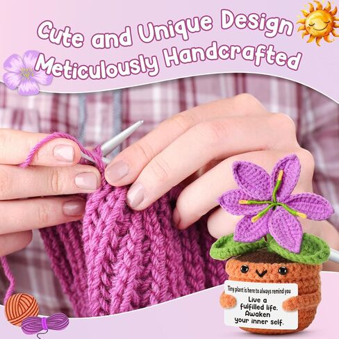 to My Grandma Mother’s Day - Crochet Purple Lily Flower Plush with Card – Handmade Knitted Potted Plant Nana Birthday Gift for Grandmother from Granddaughter, Grandson in Saudi Arabia