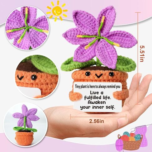 to My Grandma Mother’s Day - Crochet Purple Lily Flower Plush with Card – Handmade Knitted Potted Plant Nana Birthday Gift for Grandmother from Granddaughter, Grandson in Saudi Arabia