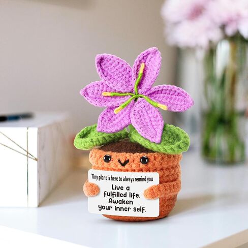 to My Grandma Mother’s Day - Crochet Purple Lily Flower Plush with Card – Handmade Knitted Potted Plant Nana Birthday Gift for Grandmother from Granddaughter, Grandson in Saudi Arabia